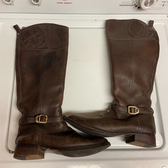 TORY BURCH Marlen Pebbled Leather Riding Boot - Picture 2 of 10